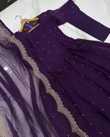 β¨ Fashion Studio Presents β Premium 3-Piece Embroidered Pearl work Chiffon Maxi β¨