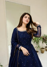 β¨ Fashion Studio Presents β Premium 3-Piece Embroidered Pearl work Chiffon Maxi β¨