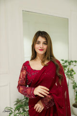 ๐ธ "Graceful Charm: Chiffon Saree with Sequin & Pearl Embellished Blouse" ๐ธ