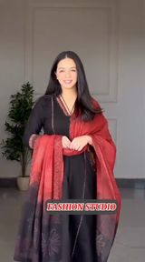 Black Silk 2-Piece embroidered Suit with side Pockets style