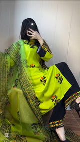 LIME LUXE - Vibrant 3pc Parrot Green Lawn Ensembles π