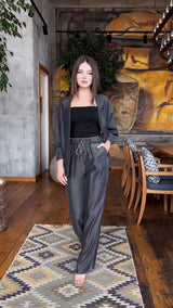 Urban Noor – 2-Piece Denim Set (Shirt & Trouser) in Blue & Black