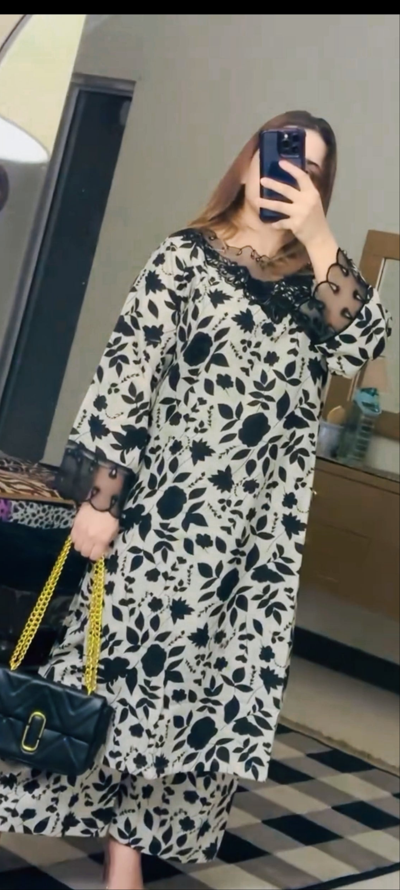 Monochrome Charm – 2PC Swiss Lawn Suit