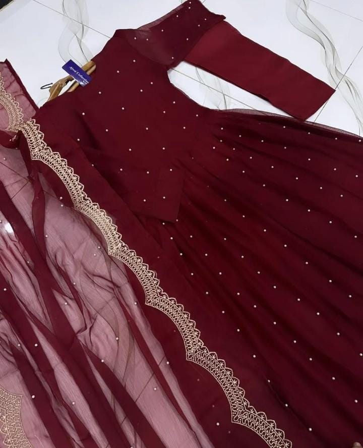 ✨ Fashion Studio Presents – Premium 3-Piece Embroidered Chiffon Maxi ✨
