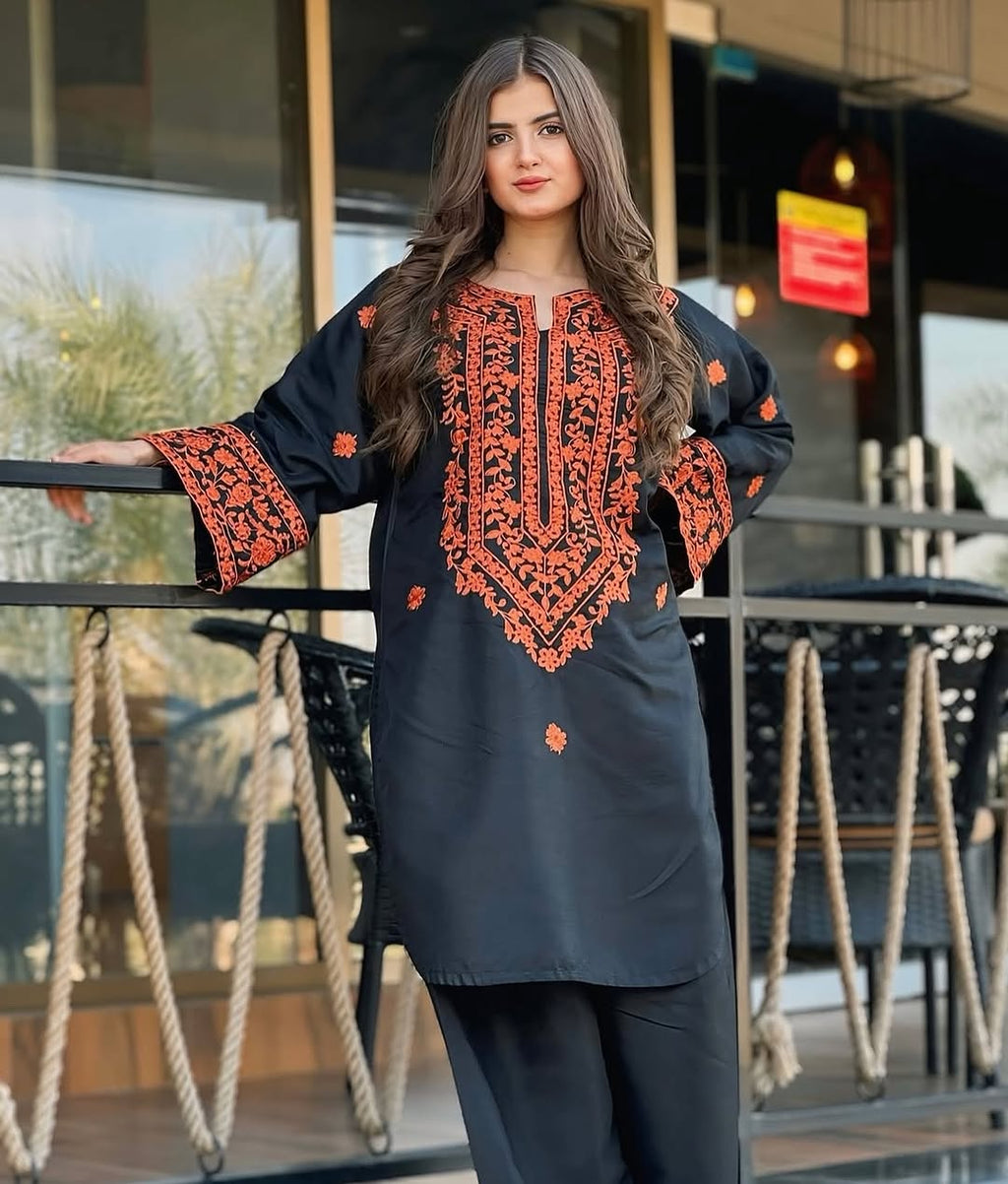 Elegant 2-Piece Embroidered Farshi Shalwar Set