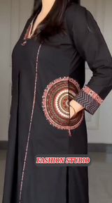 Black Silk 2-Piece embroidered Suit with side Pockets style