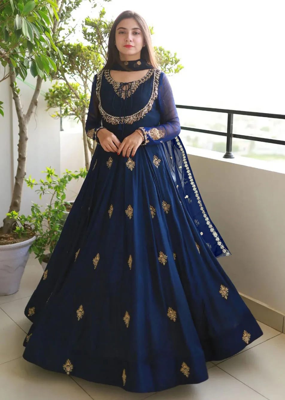 NAZMEENA Handwork Embroidered Chiffon Maxi – 3 Piece