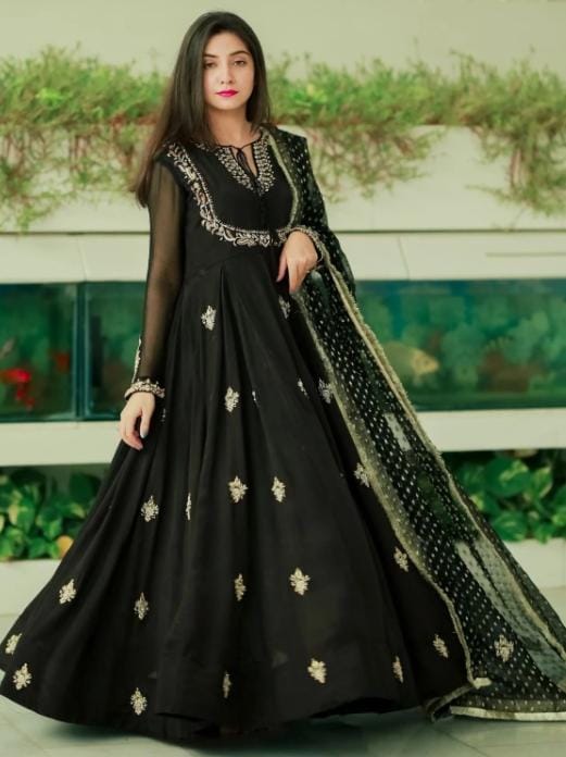 NAZMEENA Handwork Embroidered Chiffon Maxi – 3 Piece